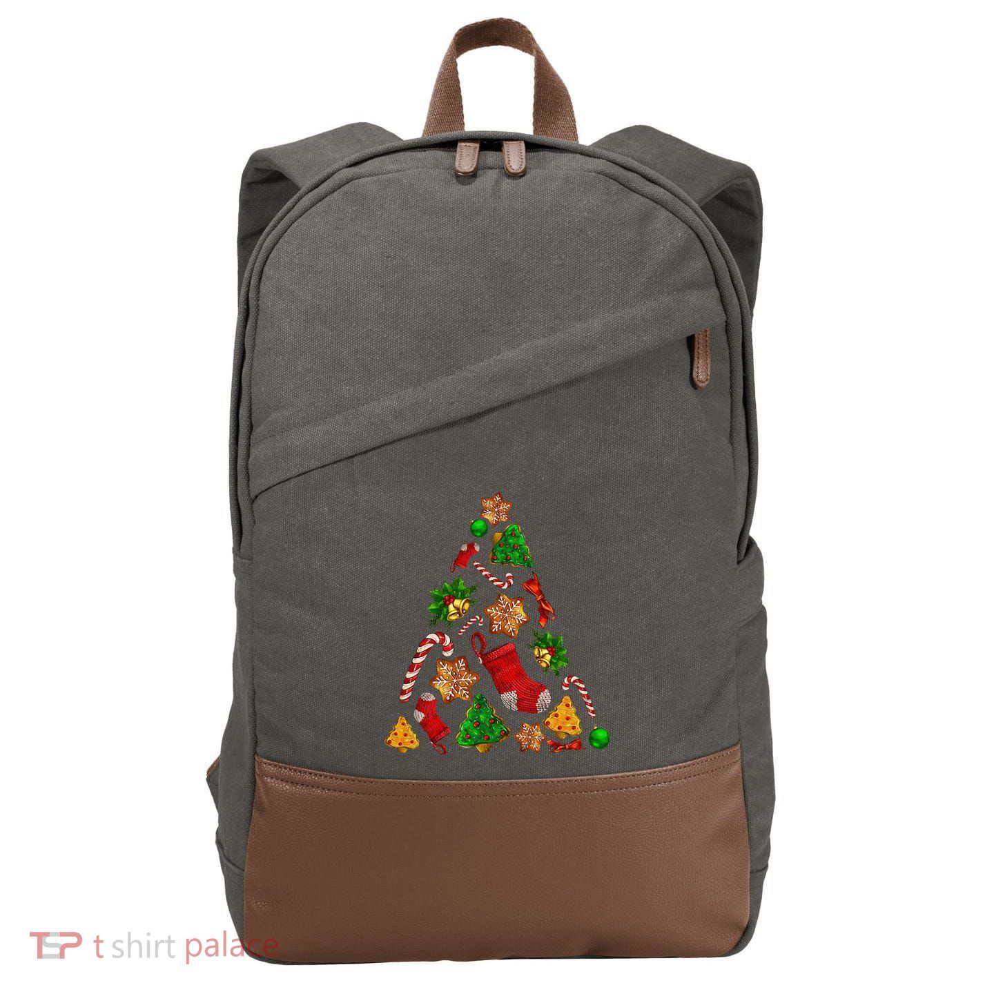 Ornament Elements Xmas Tree Lights Christmas Matching Family Cotton Canvas Backpack