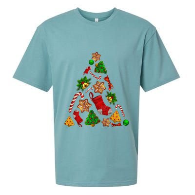 Ornament Elements Xmas Tree Lights Christmas Matching Family Sueded Cloud Jersey T-Shirt