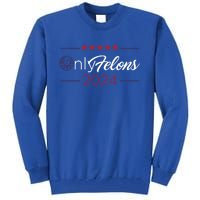 Only Felons 2024 America Flag Trump President Quote Funny Gift Tall Sweatshirt