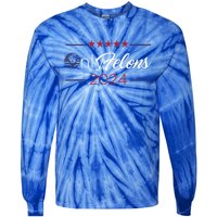 Only Felons 2024 America Flag Trump President Quote Funny Gift Tie-Dye Long Sleeve Shirt