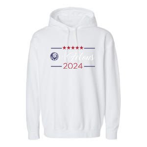 Only Felons 2024 America Flag Trump President Quote Funny Gift Garment-Dyed Fleece Hoodie