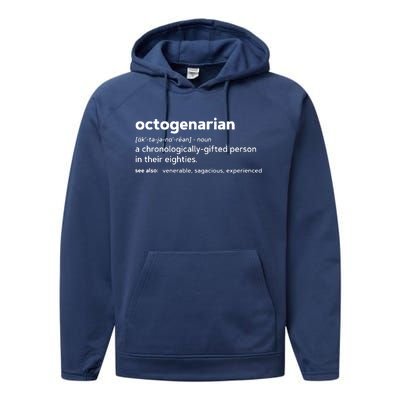 Octogenarian Funny 80th Birthday Performance Fleece Hoodie