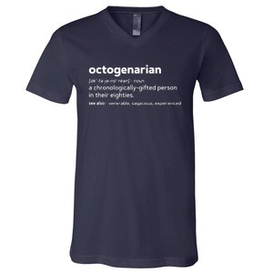 Octogenarian Funny 80th Birthday V-Neck T-Shirt