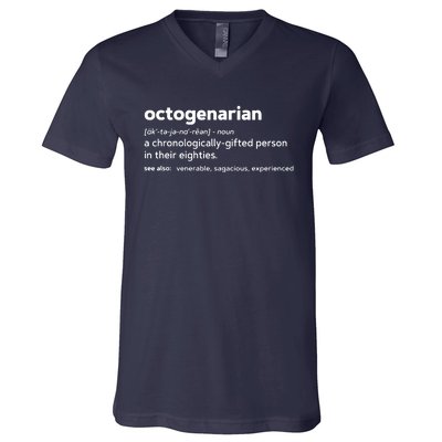 Octogenarian Funny 80th Birthday V-Neck T-Shirt