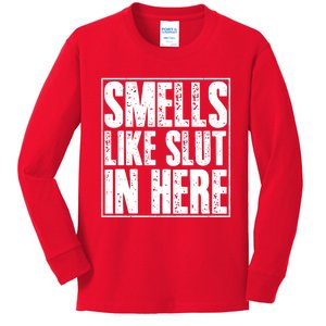 Offensive Funny Adult Humor, Smells Like Slut In Here Kids Long Sleeve Shirt