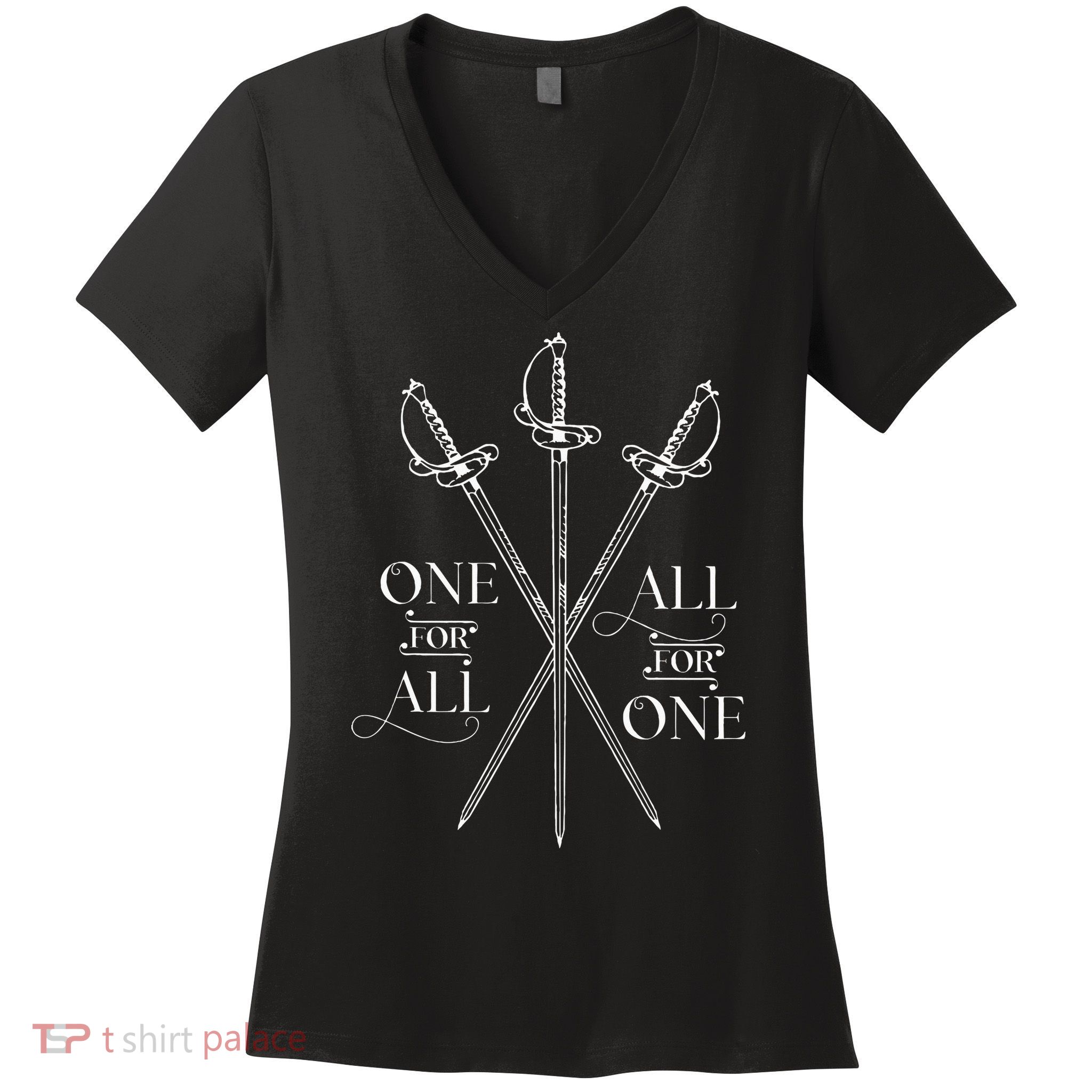 One For All All For One The Three Musketeers Literary Women's V-Neck T-Shirt