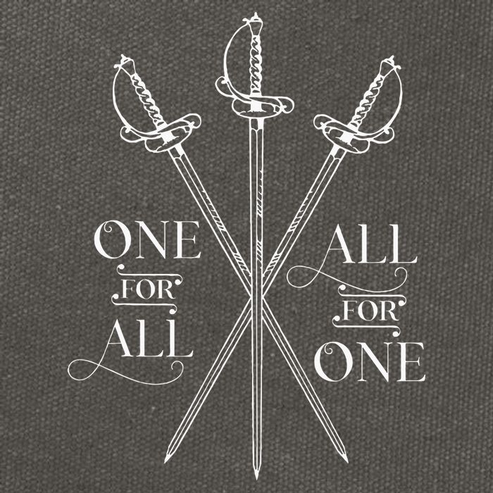 One For All All For One The Three Musketeers Literary Cotton Canvas Backpack