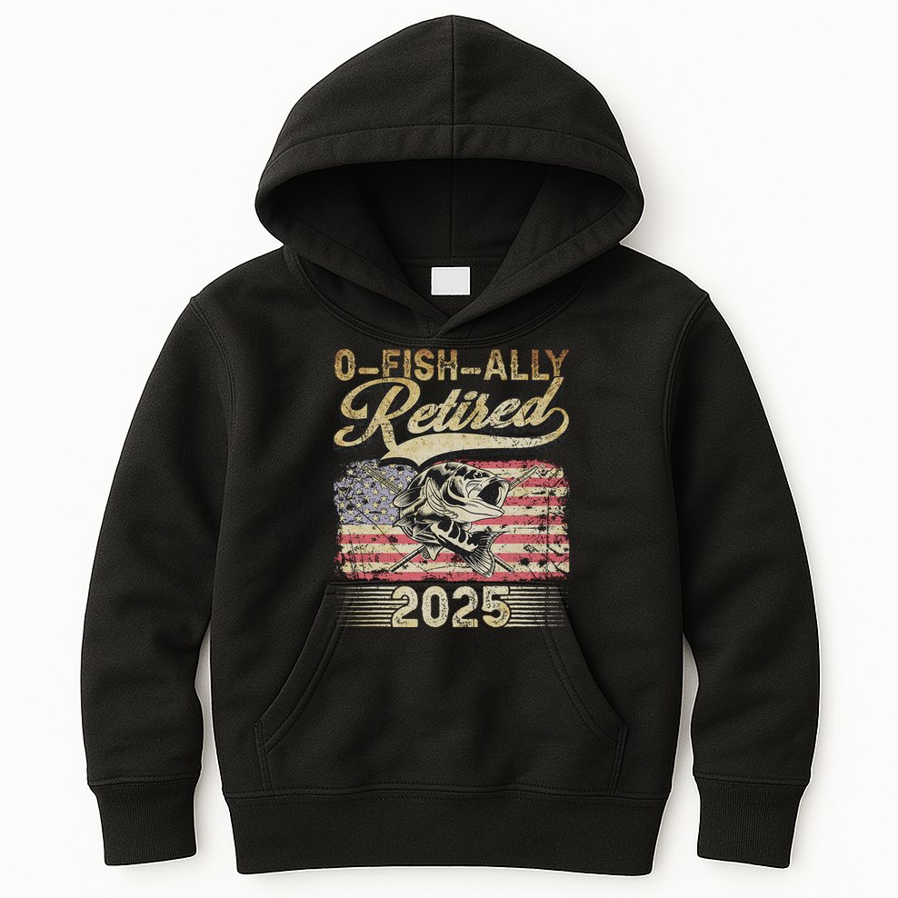 Oh Fish Ally Retired 2025 Funny Fishing Retirement Gifts Kids Hoodie