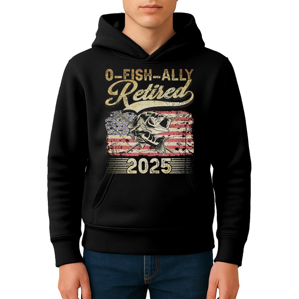 Oh Fish Ally Retired 2025 Funny Fishing Retirement Gifts Kids Hoodie