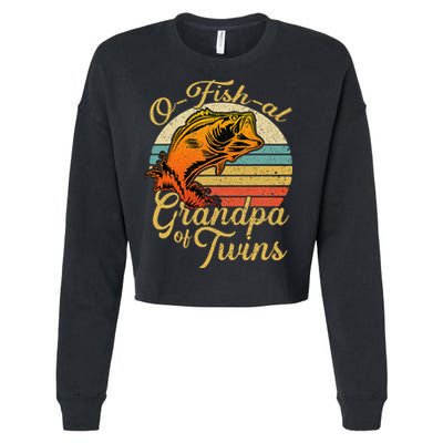 O Fish Al Grandpa Of Twins Baby Pregnancy Announcement Cropped Pullover Crew