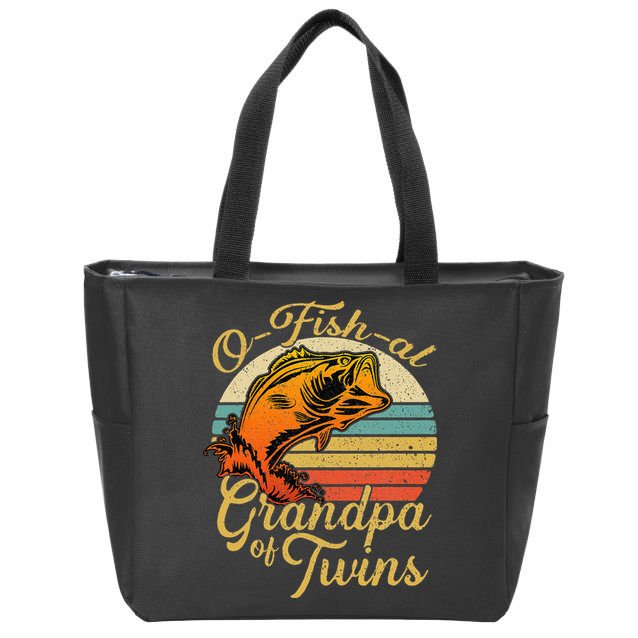 O Fish Al Grandpa Of Twins Baby Pregnancy Announcement Zip Tote Bag