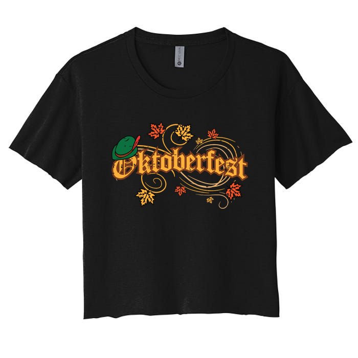 Oktoberfest Fall Autumn Leaves German Costume Women's Crop Top Tee