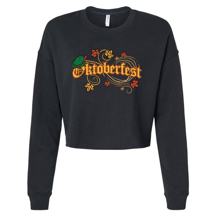 Oktoberfest Fall Autumn Leaves German Costume Cropped Pullover Crew