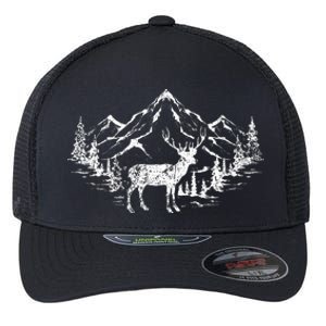 Outdoor Forest Animal Wildlife Mountains Nature Trees Deer Flexfit Unipanel Trucker Cap