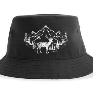 Outdoor Forest Animal Wildlife Mountains Nature Trees Deer Sustainable Bucket Hat