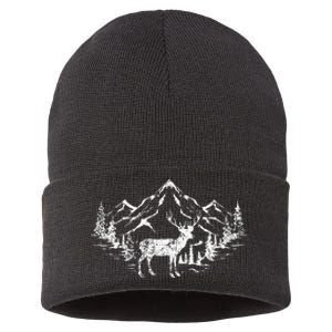 Outdoor Forest Animal Wildlife Mountains Nature Trees Deer Sustainable Knit Beanie