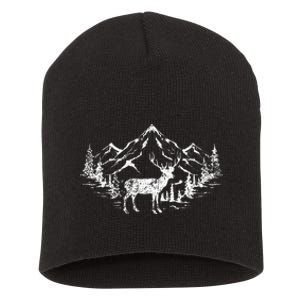 Outdoor Forest Animal Wildlife Mountains Nature Trees Deer Short Acrylic Beanie