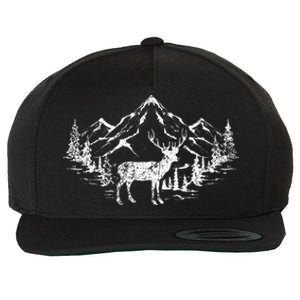 Outdoor Forest Animal Wildlife Mountains Nature Trees Deer Wool Snapback Cap