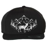 Outdoor Forest Animal Wildlife Mountains Nature Trees Deer Wool Snapback Cap