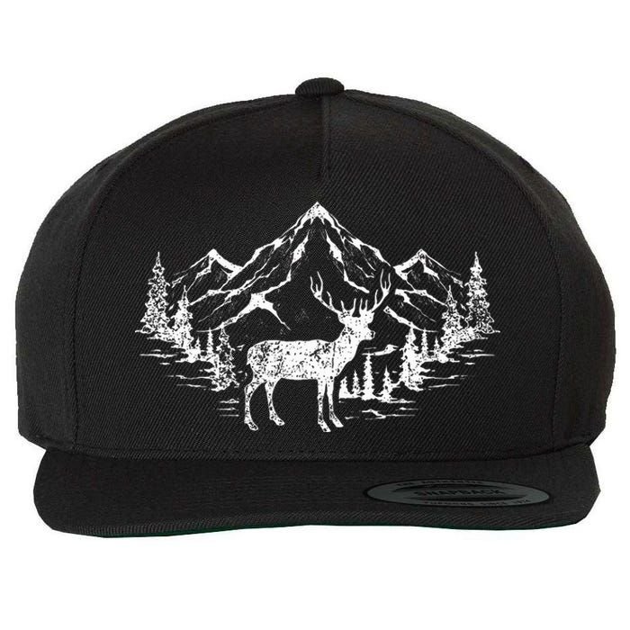 Outdoor Forest Animal Wildlife Mountains Nature Trees Deer Wool Snapback Cap