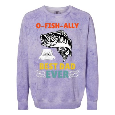 O Fish Ally Best Dad Ever Fisherman Lake Fishing Fathers Day Colorblast Crewneck Sweatshirt