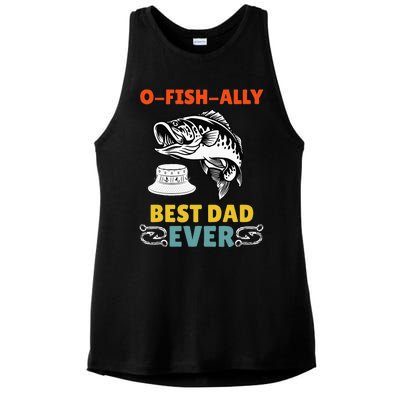 O Fish Ally Best Dad Ever Fisherman Lake Fishing Fathers Day Ladies PosiCharge Tri-Blend Wicking Tank