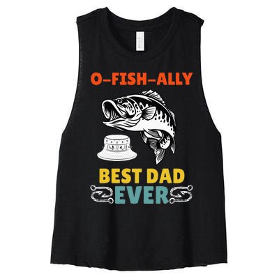 O Fish Ally Best Dad Ever Fisherman Lake Fishing Fathers Day Women's Racerback Cropped Tank