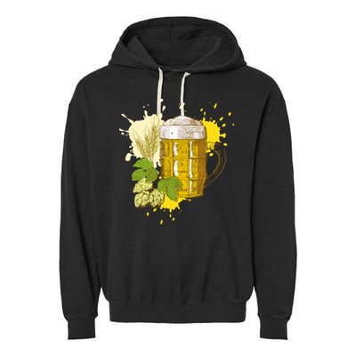 Oktoberfest Fall Autumn Beer Splatter Garment-Dyed Fleece Hoodie