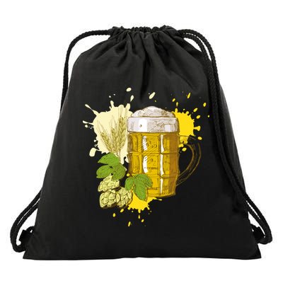 Oktoberfest Fall Autumn Beer Splatter Drawstring Bag