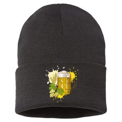 Oktoberfest Fall Autumn Beer Splatter Sustainable Knit Beanie