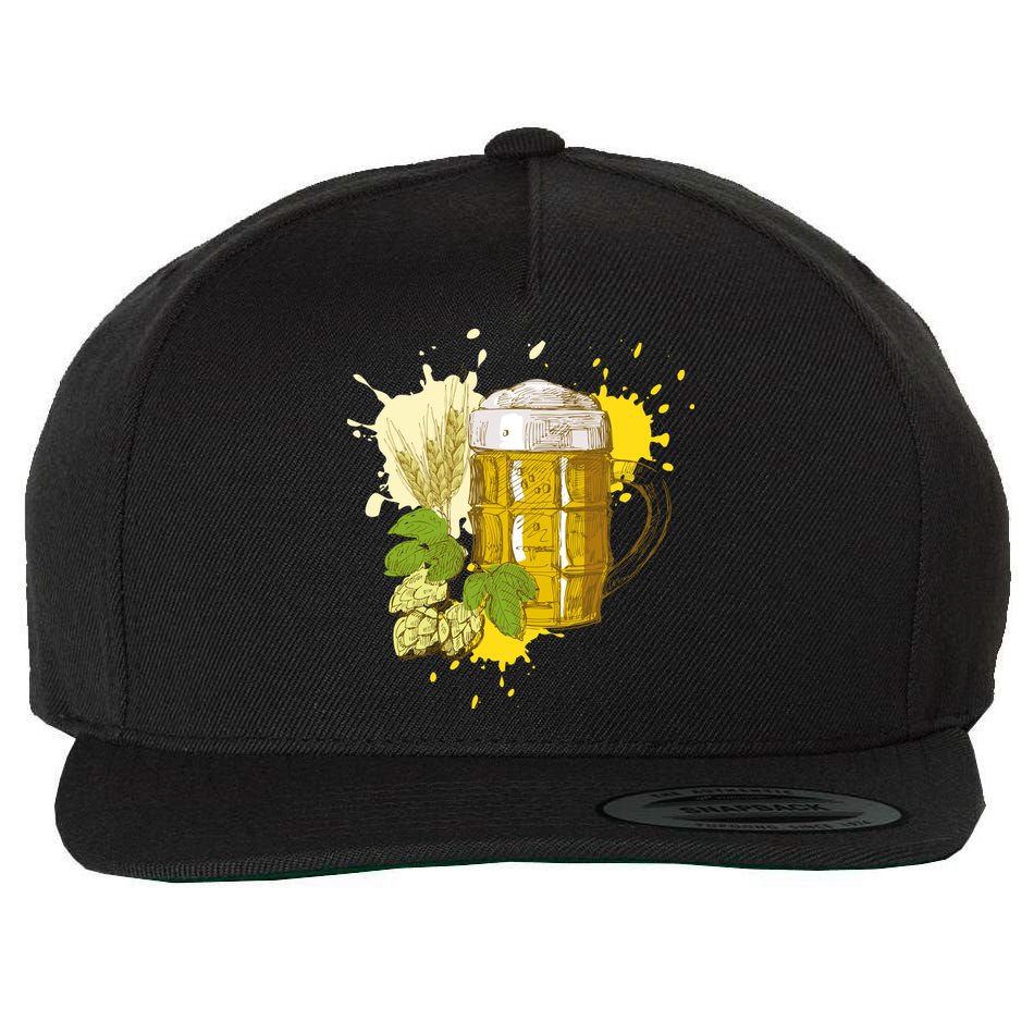 Oktoberfest Fall Autumn Beer Splatter Wool Snapback Cap
