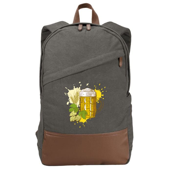 Oktoberfest Fall Autumn Beer Splatter Cotton Canvas Backpack