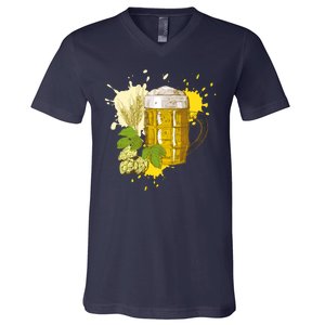 Oktoberfest Fall Autumn Beer Splatter V-Neck T-Shirt