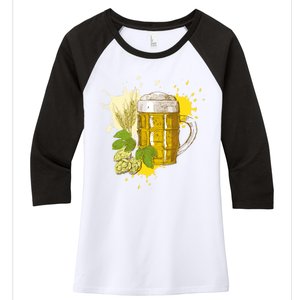 Oktoberfest Fall Autumn Beer Splatter Women's Tri-Blend 3/4-Sleeve Raglan Shirt