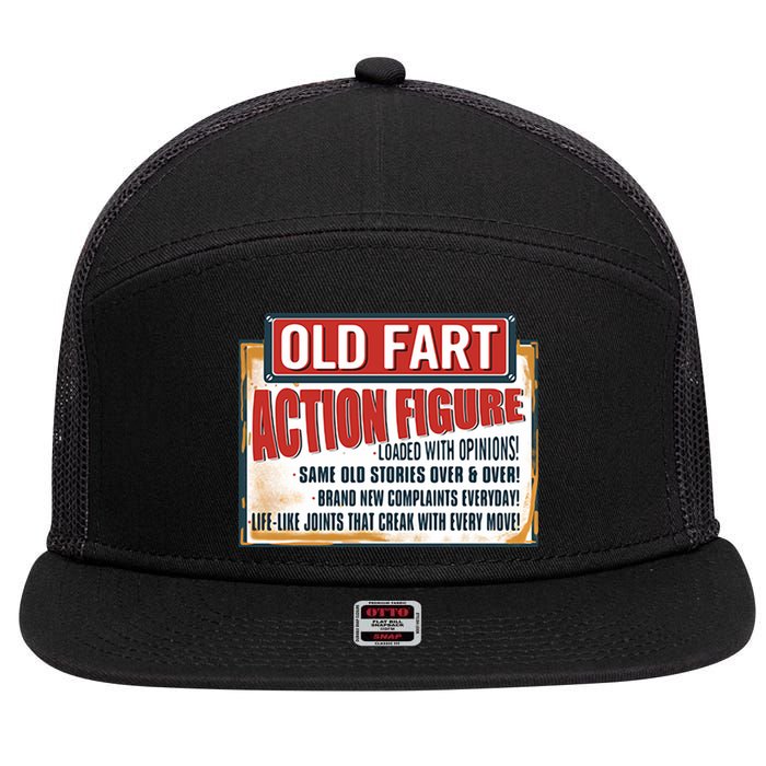 Old Fart Action Figure Loaded With Opinions 7 Panel Mesh Trucker Snapback Hat