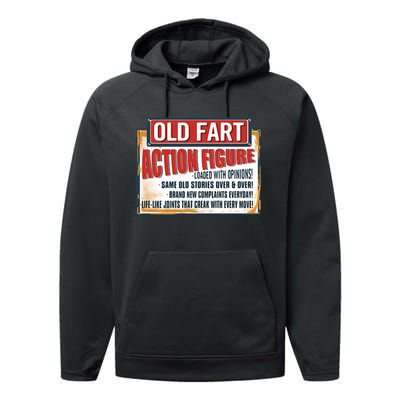 Old Fart Action Figure Loaded With Opinions Performance Fleece Hoodie