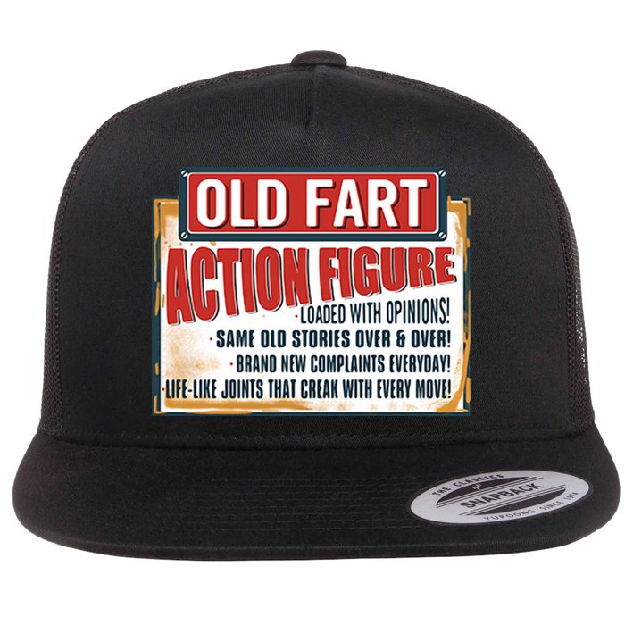Old Fart Action Figure Loaded With Opinions Flat Bill Trucker Hat