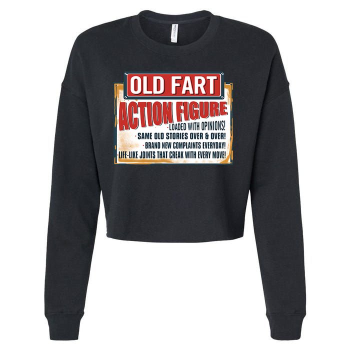Old Fart Action Figure Loaded With Opinions Cropped Pullover Crew