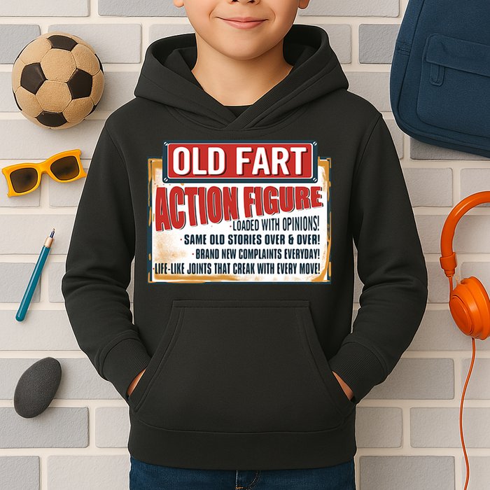 Old Fart Action Figure Loaded With Opinions Kids Hoodie