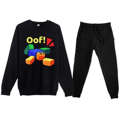 OOF! Funny Blox Noob Gamer Gifts For Gamers Premium Crewneck Sweatsuit Set