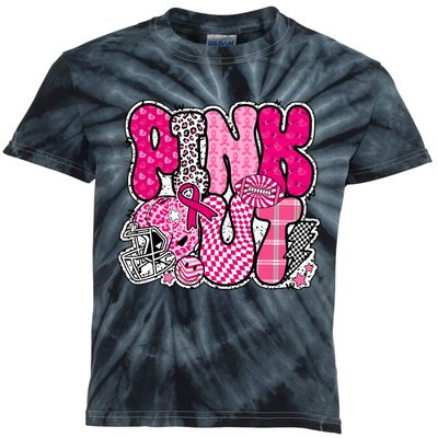 Out Football Breast Cancer Awareness Kids Tie-Dye T-Shirt