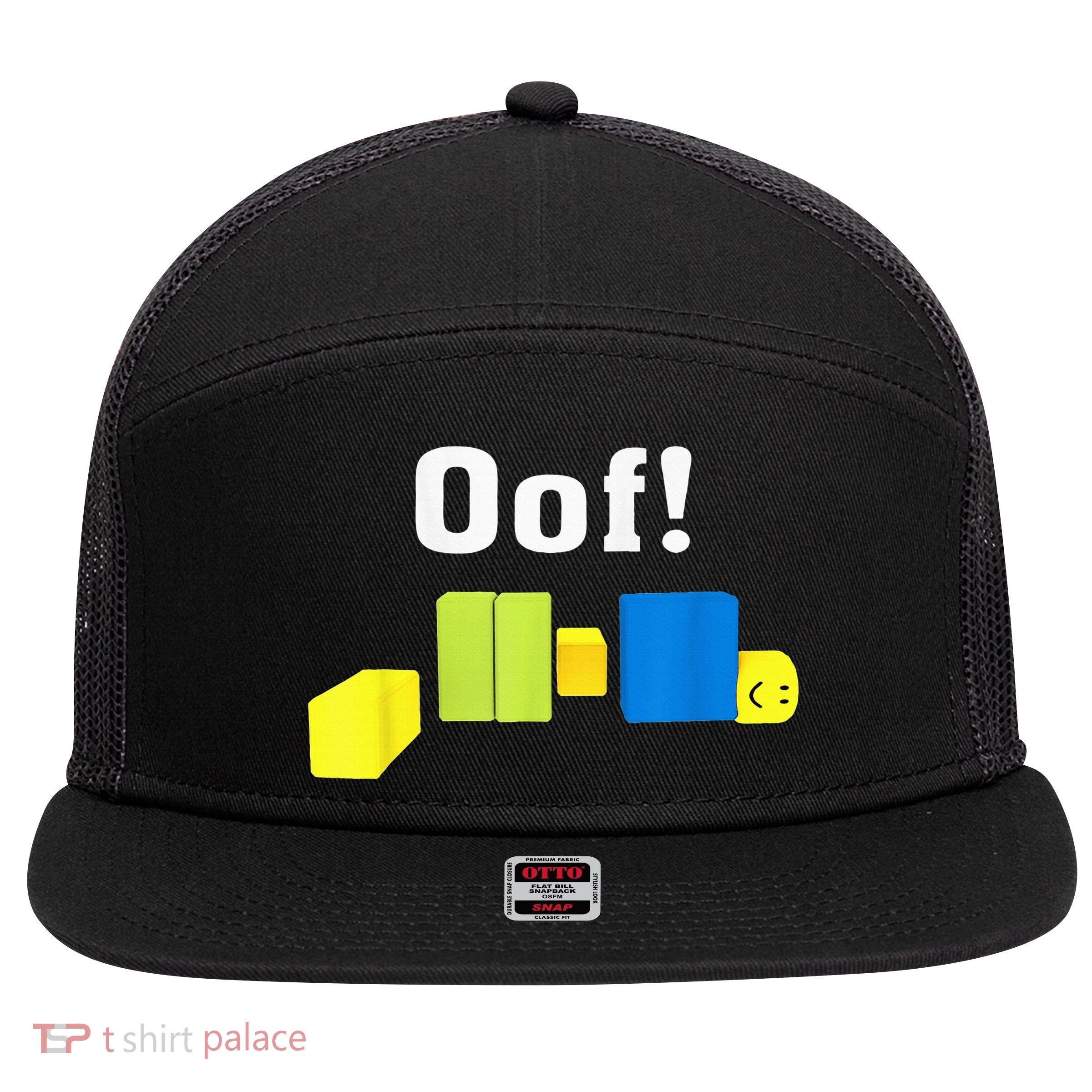 OOF! Funny Blox Noob Gamer Gifts For Gamers 7 Panel Mesh Trucker Snapback Hat