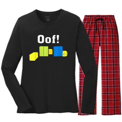 OOF! Funny Blox Noob Gamer Gifts For Gamers Women's Long Sleeve Flannel Pajama Set 