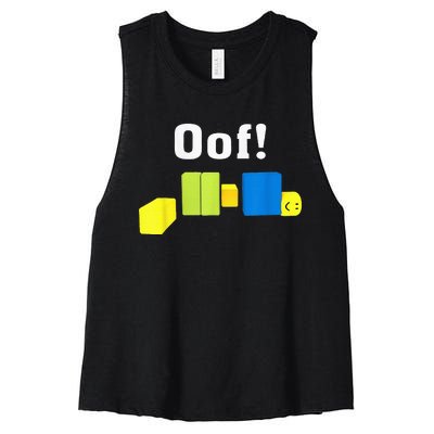 OOF! Funny Blox Noob Gamer Gifts For Gamers Women's Racerback Cropped Tank