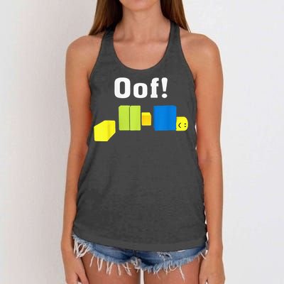 OOF! Funny Blox Noob Gamer Gifts For Gamers Women's Knotted Racerback Tank