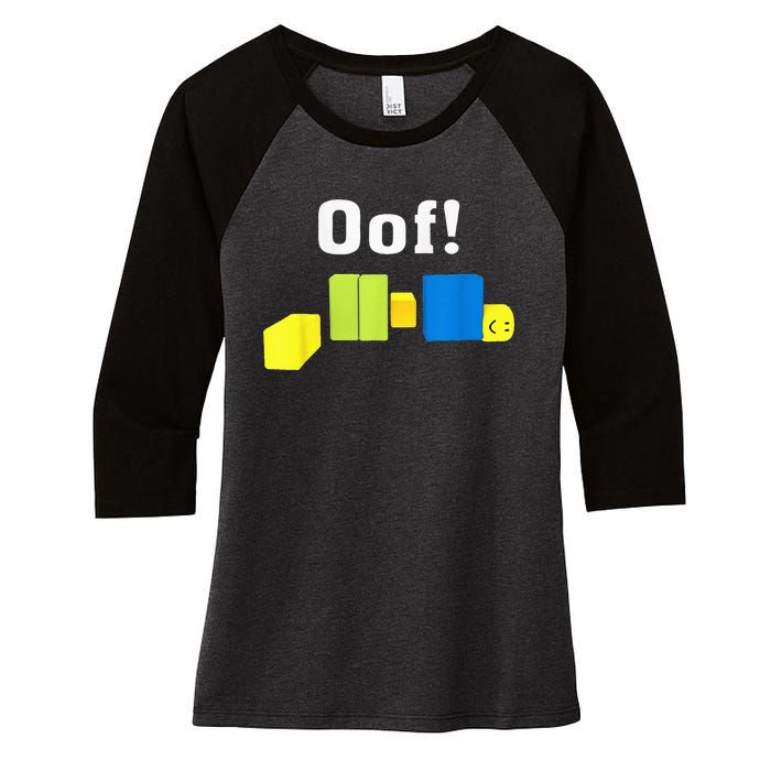 OOF! Funny Blox Noob Gamer Gifts For Gamers Women's Tri-Blend 3/4-Sleeve Raglan Shirt