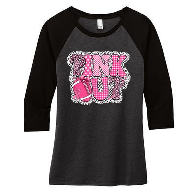 Out Football Breast Cancer Awareness Women's Tri-Blend 3/4-Sleeve Raglan Shirt