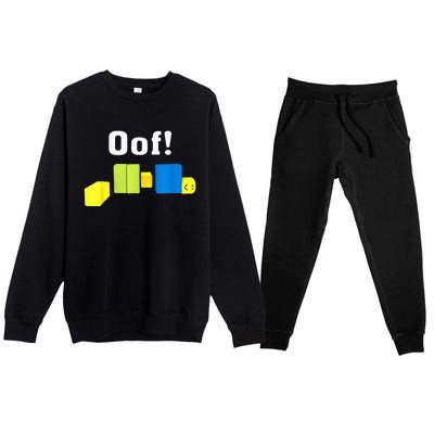 OOF! Funny Blox Noob Gamer Gifts For Gamers Premium Crewneck Sweatsuit Set