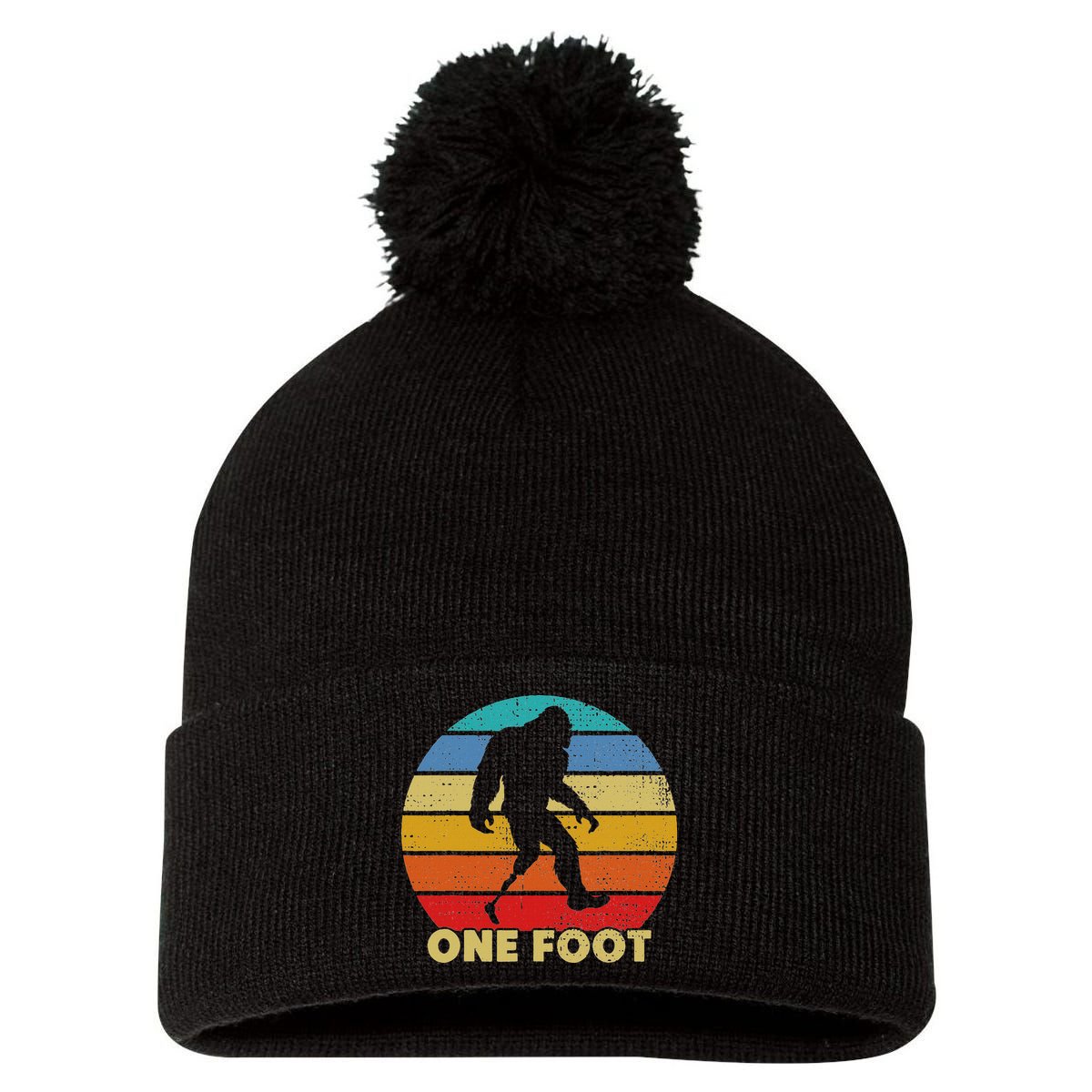 One Foot Bigfoot Prosthetics Amputated Disability Pom Pom 12in Knit Beanie