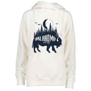 Oklahoma Funny Bison Buffalo Home State Womens Funnel Neck Pullover Hood